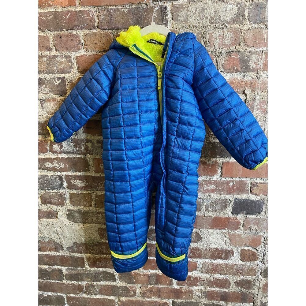 SNOZU Blue\Green Baby Puffer Snowsuit Faux Fur Insulated Polyester Baby Size 18